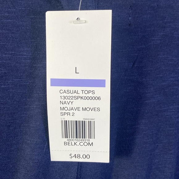 New Directions Navy Blue Tie Front Tee Sz L NWT - Picture 6 of 6